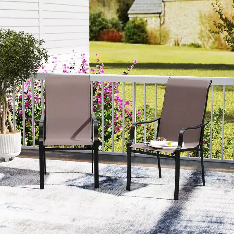Costway Patio Dining Chair Set of 2/4 High Backrest Dining Furniture with Wide Seat