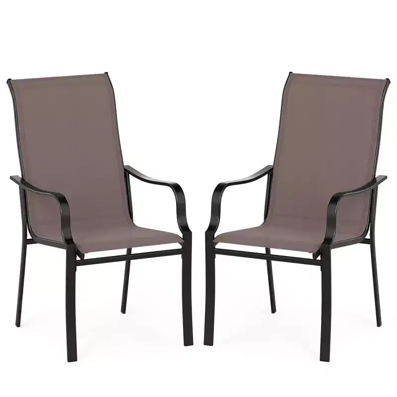Costway Lot de 2/4 chaises de salle à manger de jardin avec dossier haut et assise large