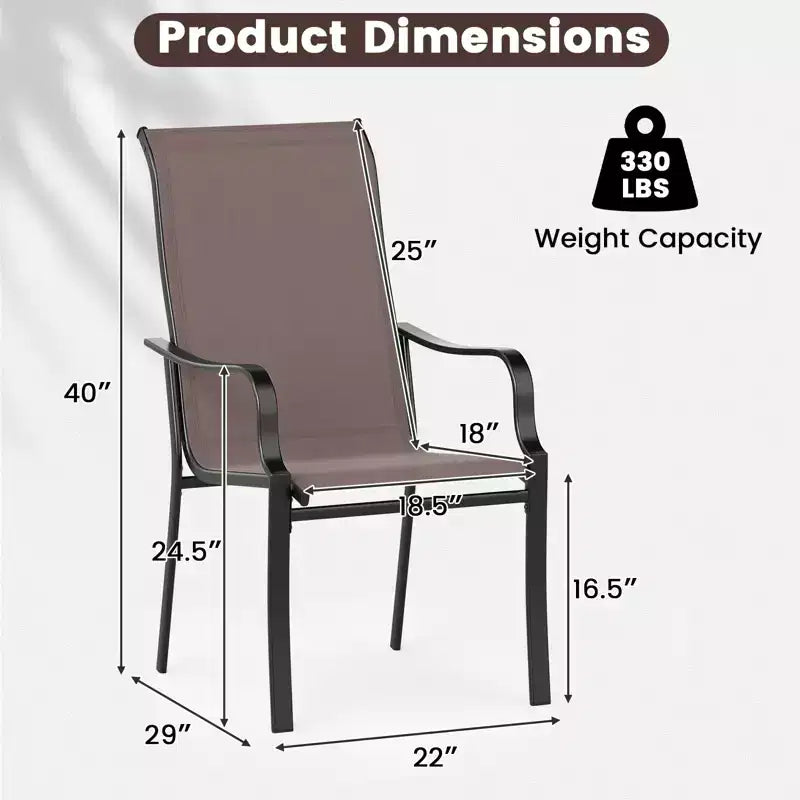 Costway Lot de 2/4 chaises de salle à manger de jardin avec dossier haut et assise large