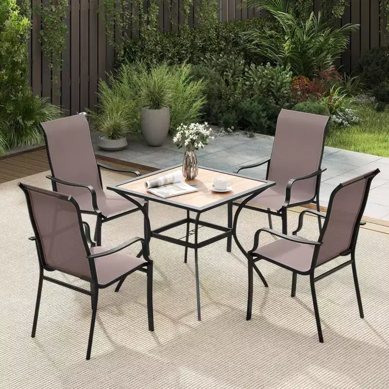 Costway Lot de 2/4 chaises de salle à manger de jardin avec dossier haut et assise large