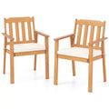 Costway 2/4 PCS Patio Dining Chairs with Removable Padded Cushion, Armrests Slatted Backrest
