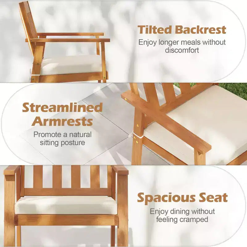 Chaises de salle à manger de patio Costway (2 ou 4 pièces) avec coussin rembourré amovible, accoudoirs et dossier à lattes