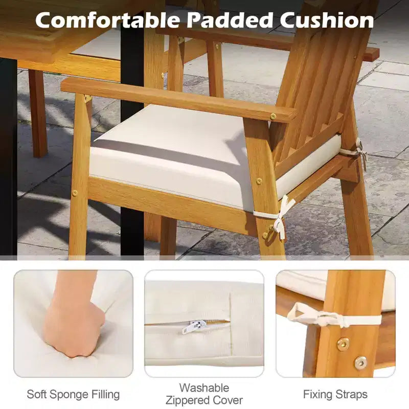 Chaises de salle à manger de patio Costway (2 ou 4 pièces) avec coussin rembourré amovible, accoudoirs et dossier à lattes