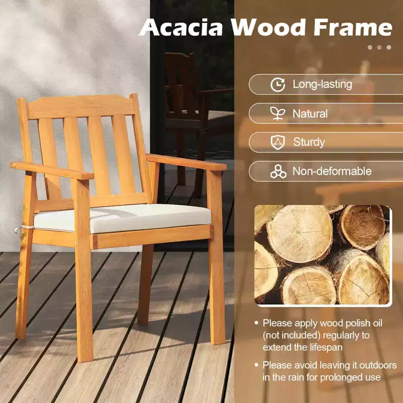 Chaises de salle à manger de patio Costway (2 ou 4 pièces) avec coussin rembourré amovible, accoudoirs et dossier à lattes
