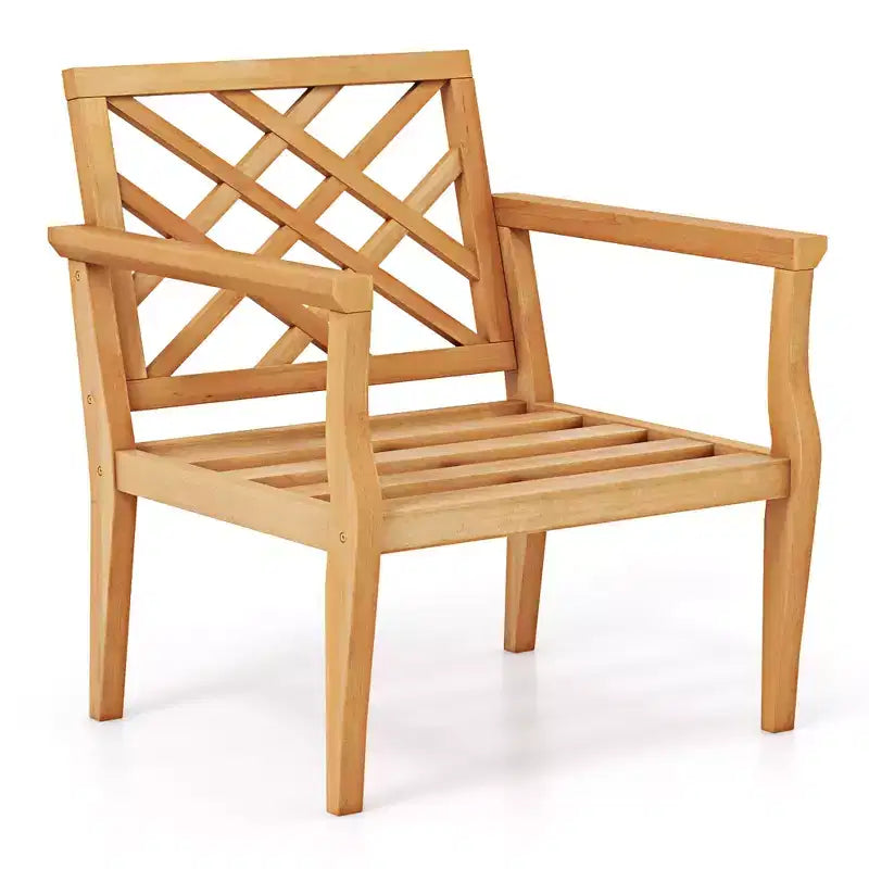 Lot de 2 chaises de salle à manger Costway avec dossier et accoudoirs confortables, assise à lattes et pieds solides