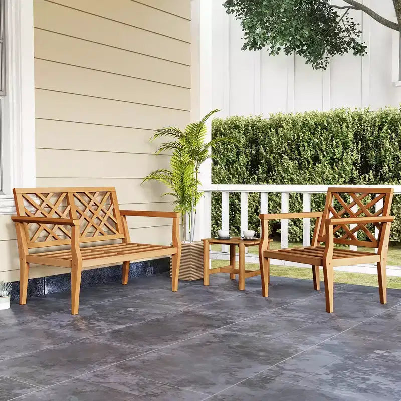 Lot de 2 chaises de salle à manger Costway avec dossier et accoudoirs confortables, assise à lattes et pieds solides