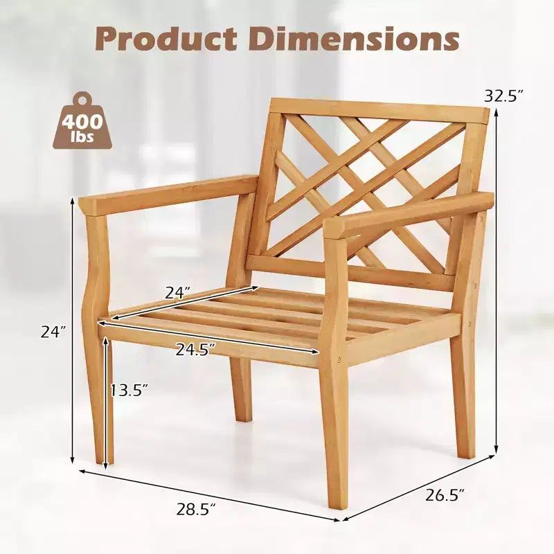 Lot de 2 chaises de salle à manger Costway avec dossier et accoudoirs confortables, assise à lattes et pieds solides