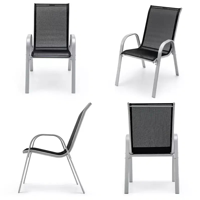 Chaises de salle à manger empilables Costway (lot de 4) avec accoudoirs incurvés et tissu respirant
