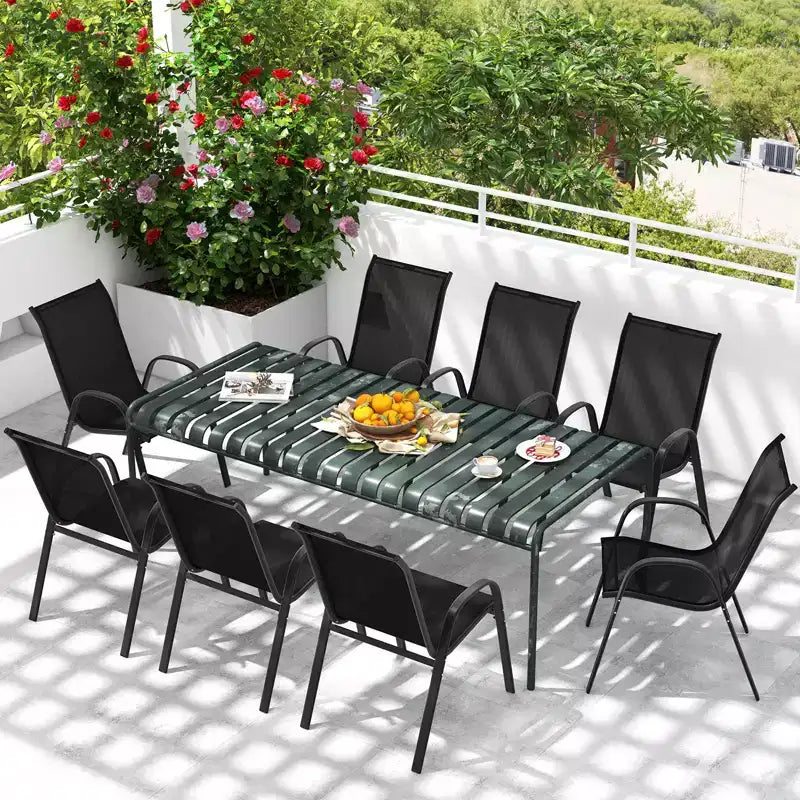 Chaises de salle à manger empilables Costway (lot de 4) avec accoudoirs incurvés et tissu respirant