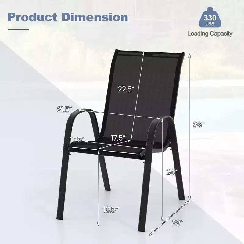 Chaises de salle à manger empilables Costway (lot de 4) avec accoudoirs incurvés et tissu respirant