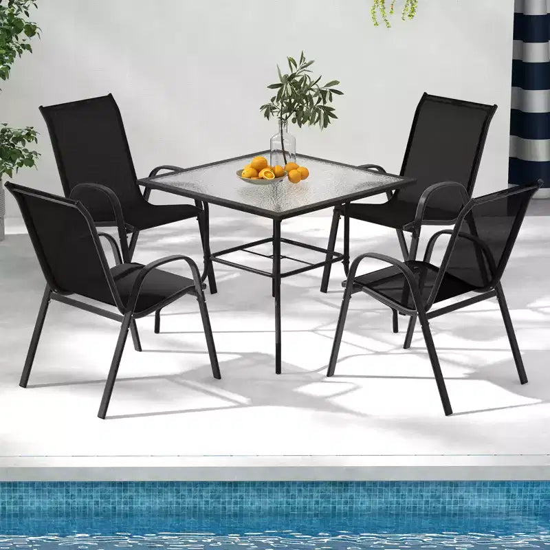 Chaises de salle à manger empilables Costway (lot de 4) avec accoudoirs incurvés et tissu respirant