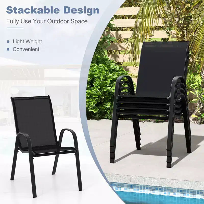 Chaises de salle à manger empilables Costway (lot de 4) avec accoudoirs incurvés et tissu respirant