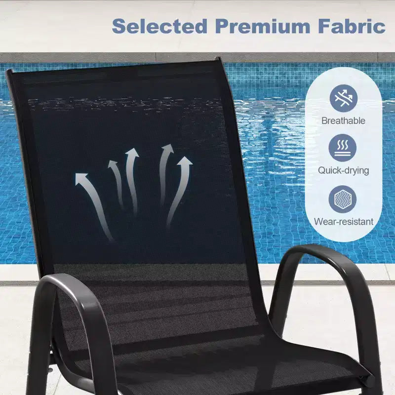Chaises de salle à manger empilables Costway (lot de 4) avec accoudoirs incurvés et tissu respirant