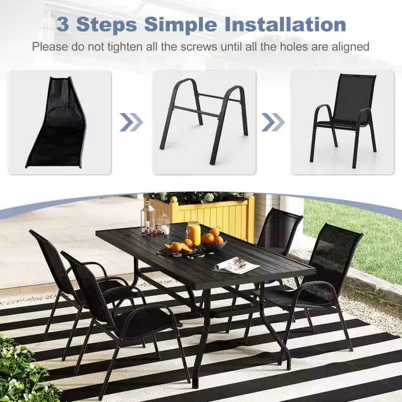 Chaises de salle à manger empilables Costway (lot de 4) avec accoudoirs incurvés et tissu respirant