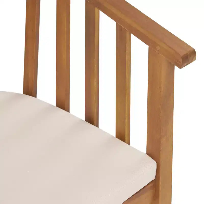 ModernLuxe Chaises de salle à manger d'extérieur, fauteuil d'appoint en bois d'acacia pour patio avec lattes incurvées, coussin résistant à l'eau - Lot de 2