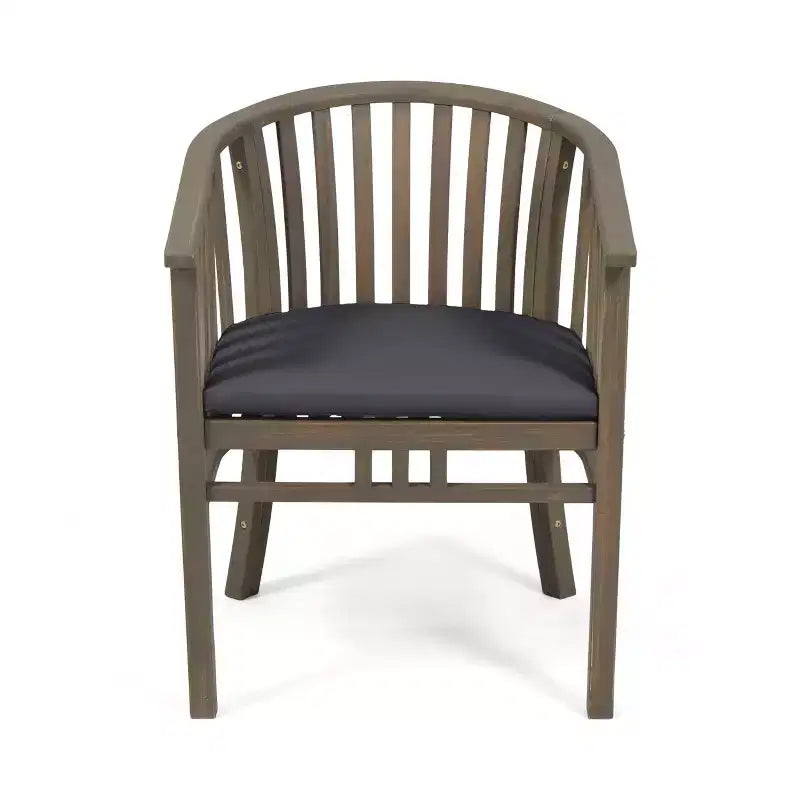 ModernLuxe Chaises de salle à manger d'extérieur, fauteuil d'appoint en bois d'acacia pour patio avec lattes incurvées, coussin résistant à l'eau - Lot de 2