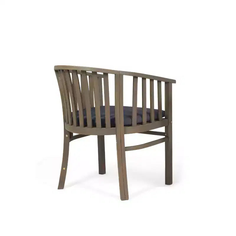 ModernLuxe Chaises de salle à manger d'extérieur, fauteuil d'appoint en bois d'acacia pour patio avec lattes incurvées, coussin résistant à l'eau - Lot de 2