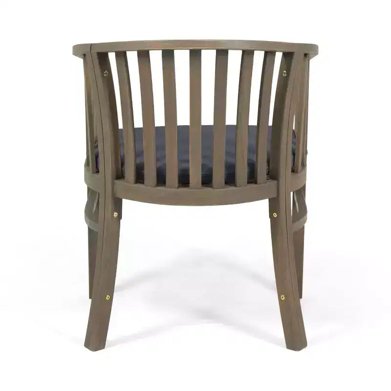 ModernLuxe Chaises de salle à manger d'extérieur, fauteuil d'appoint en bois d'acacia pour patio avec lattes incurvées, coussin résistant à l'eau - Lot de 2