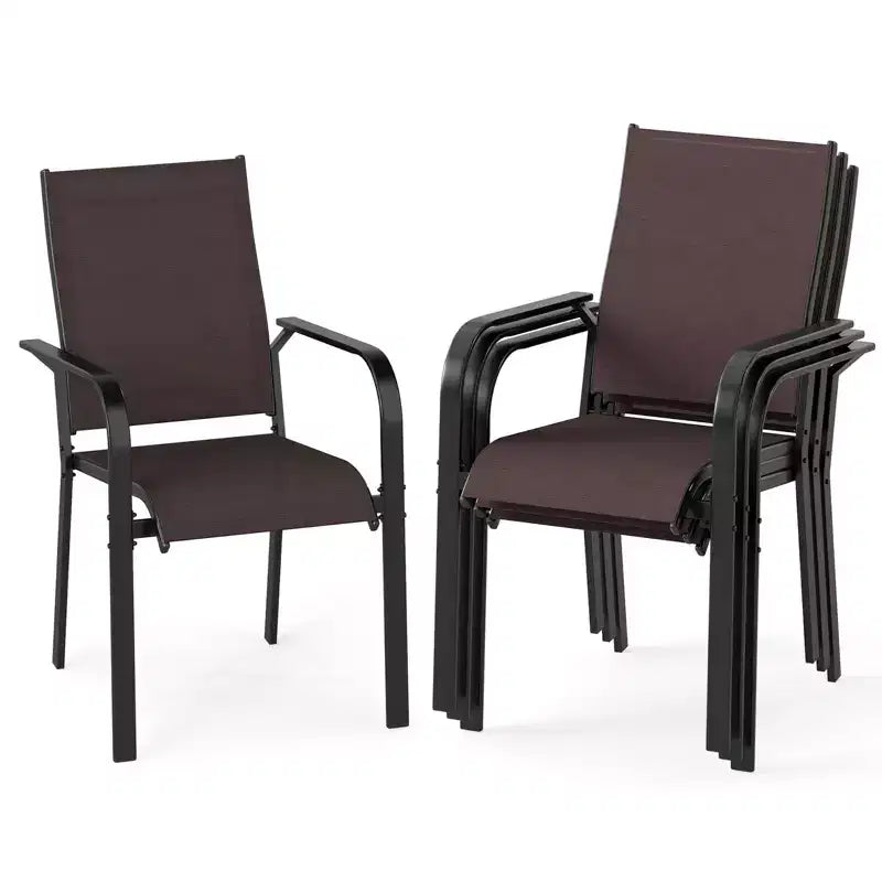 Costway Patio Dining Chairs Set of 4 Stackable Outdoor Armchairs w/Metal FrameBackrest