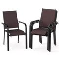 Costway Patio Dining Chairs Set of 4 Stackable Outdoor Armchairs w/Metal FrameBackrest