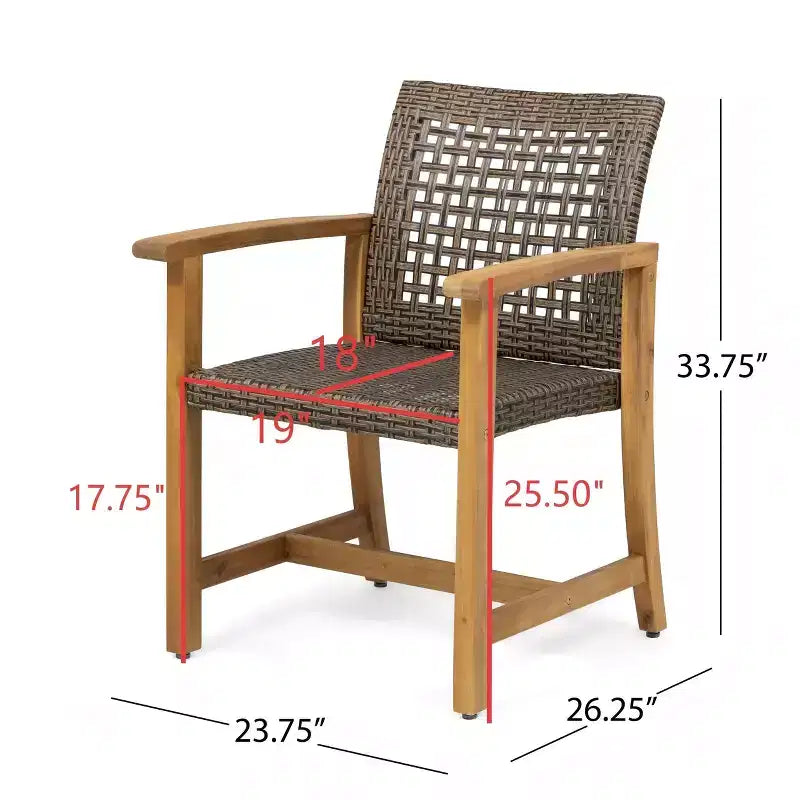 Fauteuil de salle à manger d'extérieur en bois, Chaises de salle à manger de patio en bois d'acacia, Sièges de jardin (Lot de 2)