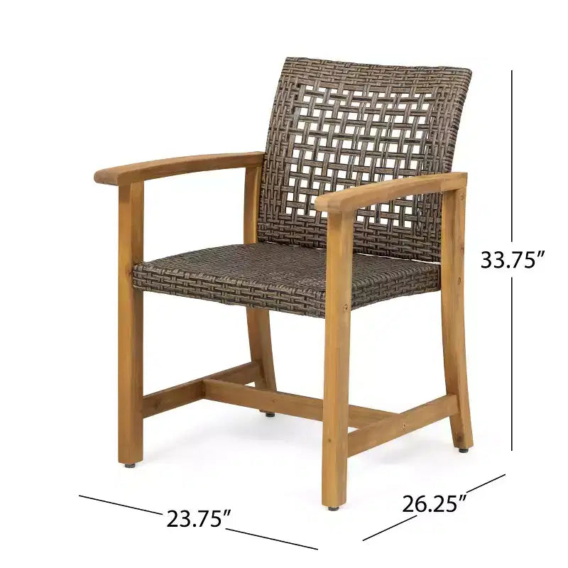 Fauteuil de salle à manger d'extérieur en bois, Chaises de salle à manger de patio en bois d'acacia, Sièges de jardin (Lot de 2)