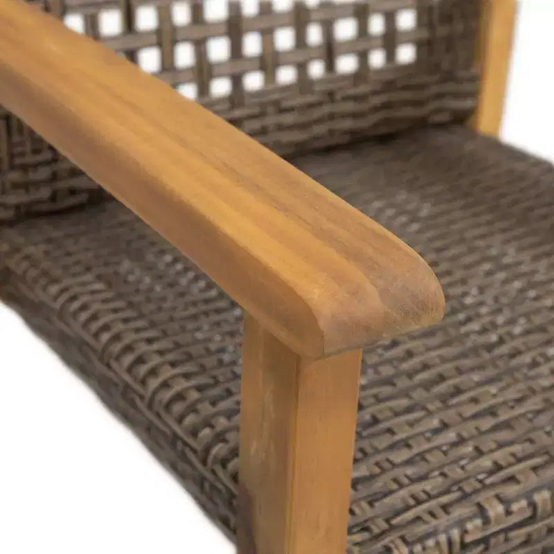 Fauteuil de salle à manger d'extérieur en bois, Chaises de salle à manger de patio en bois d'acacia, Sièges de jardin (Lot de 2)