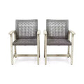 Outdoor Wooden Dining Armchair, Acacia Wood Patio Dining Chairs, Garden Seating (Set of 2)
