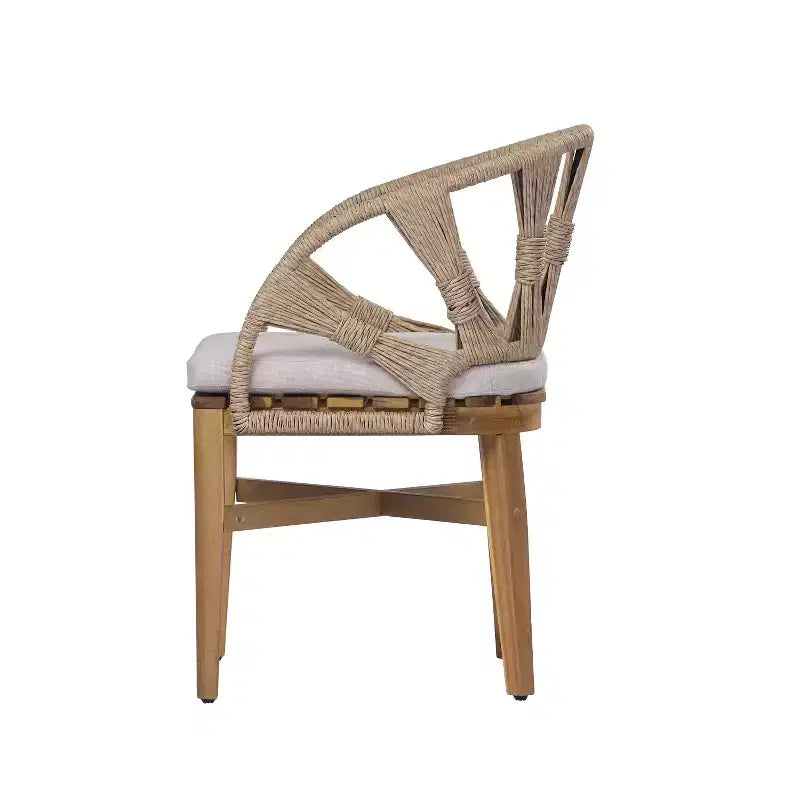Christopher Knight Home Ken Chaises de salle à manger bohèmes en osier et bois d'acacia avec coussins (lot de 2)