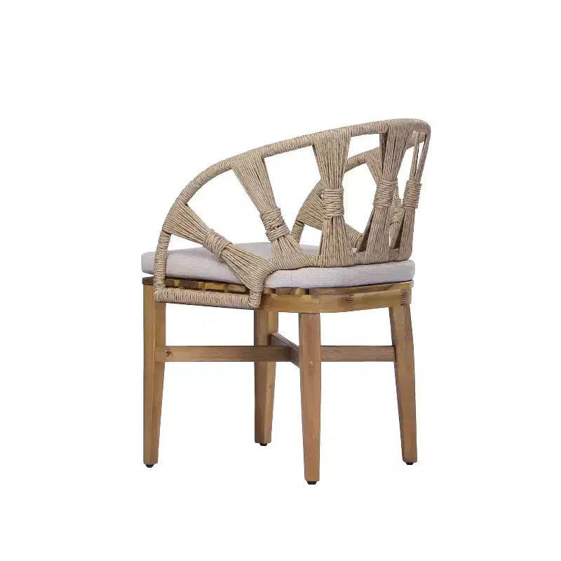 Christopher Knight Home Ken Chaises de salle à manger bohèmes en osier et bois d'acacia avec coussins (lot de 2)