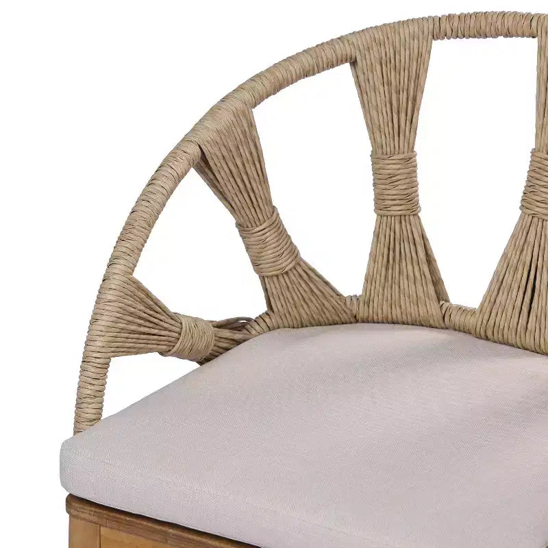 Christopher Knight Home Ken Chaises de salle à manger bohèmes en osier et bois d'acacia avec coussins (lot de 2)