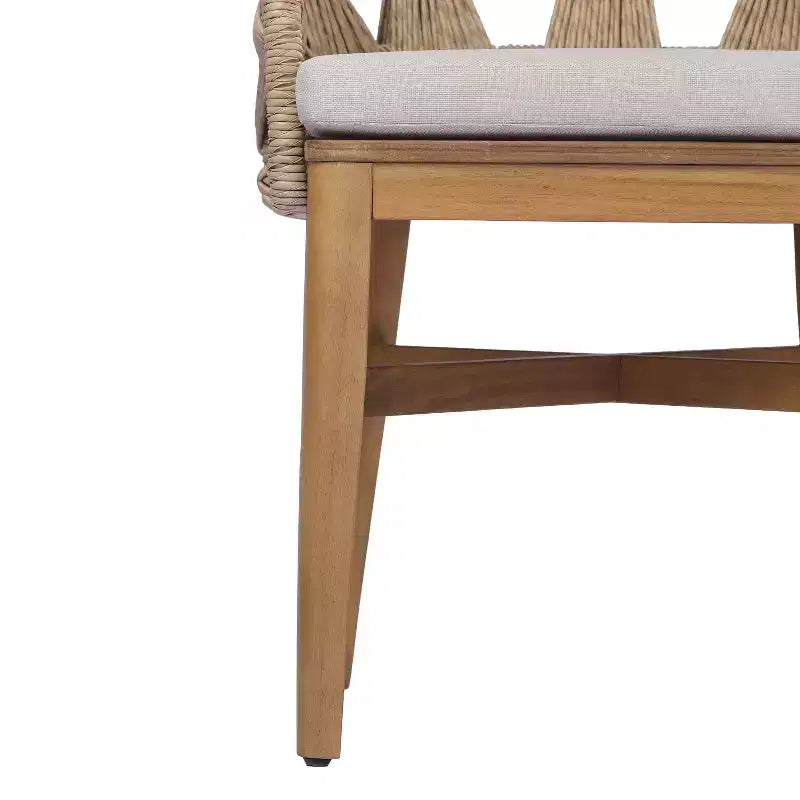 Christopher Knight Home Ken Chaises de salle à manger bohèmes en osier et bois d'acacia avec coussins (lot de 2)