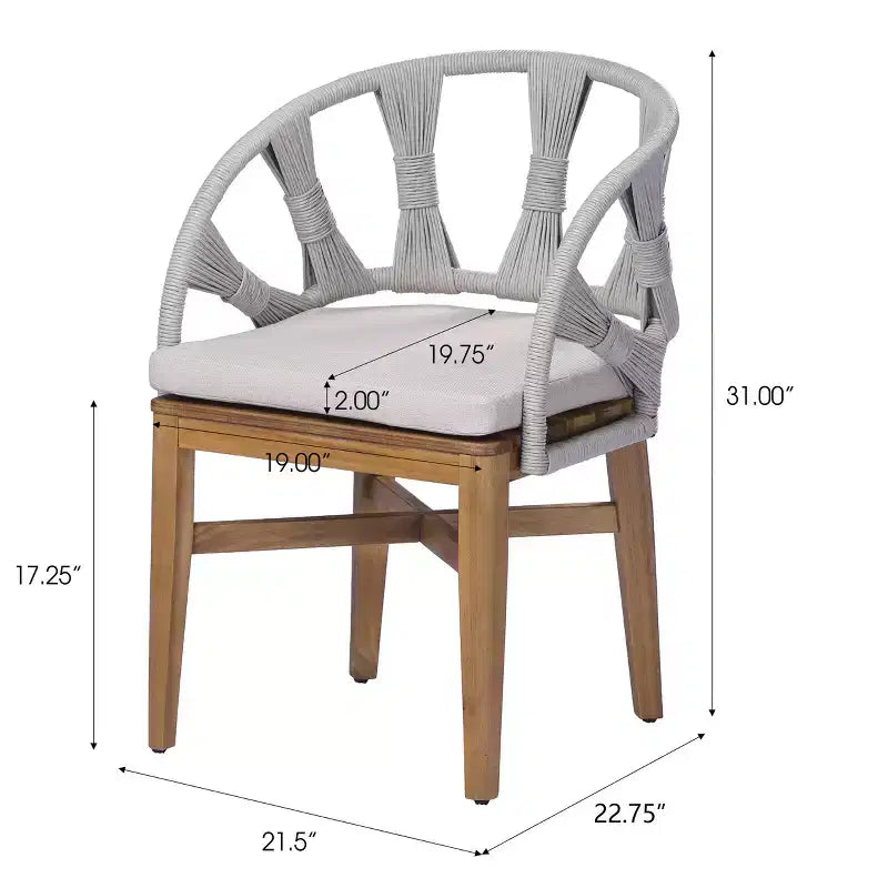 Christopher Knight Home Ken Chaises de salle à manger bohèmes en osier et bois d'acacia avec coussins (lot de 2)