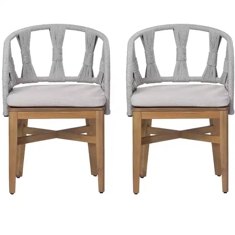 Christopher Knight Home Ken Chaises de salle à manger bohèmes en osier et bois d'acacia avec coussins (lot de 2)