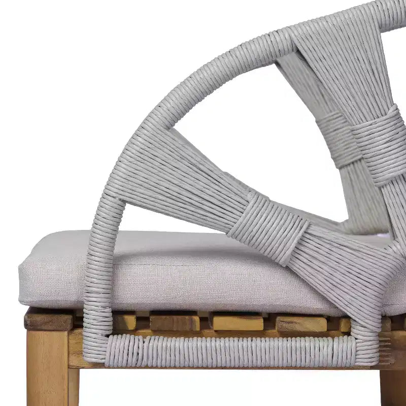 Christopher Knight Home Ken Chaises de salle à manger bohèmes en osier et bois d'acacia avec coussins (lot de 2)