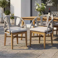 Christopher Knight Home Ken Boho Outdoor Acacia Wood Wicker Dining Chairs with Cushions (Set of 2)