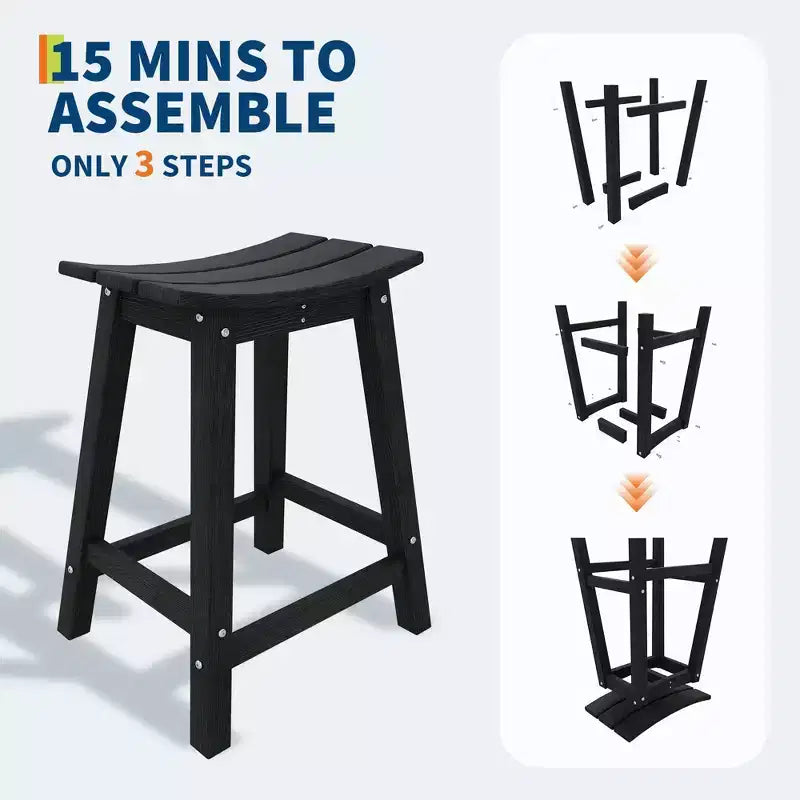 Tabouret de bar robuste et résistant aux intempéries Chaise de terrasse d'extérieur en PEHD à hauteur de comptoir avec repose-pieds, en résine durable pour balcon, terrasse, cuisine
