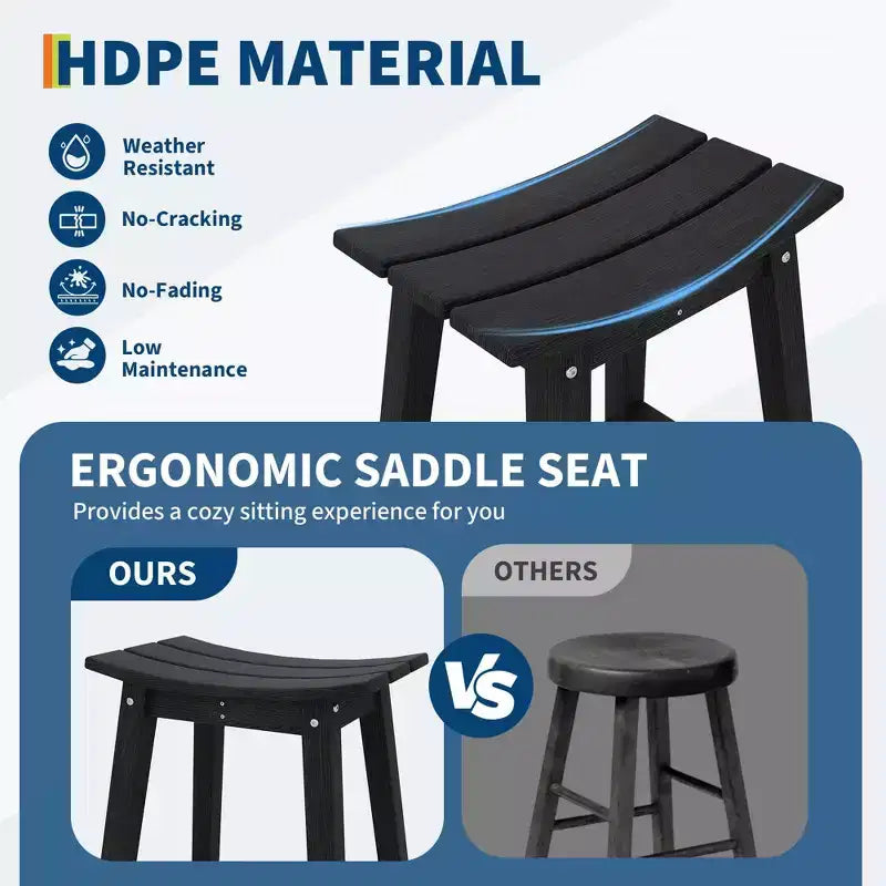 Tabouret de bar robuste et résistant aux intempéries Chaise de terrasse d'extérieur en PEHD à hauteur de comptoir avec repose-pieds, en résine durable pour balcon, terrasse, cuisine