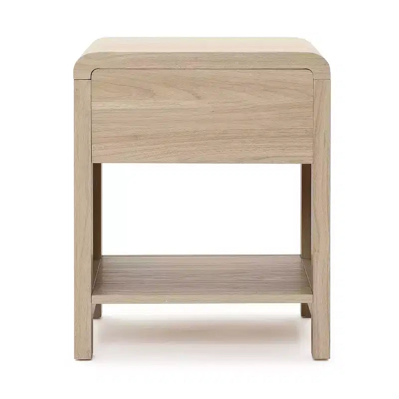 Table de chevet 55 cm avec tiroir et étagère ouverte – Finition bois clair, marron