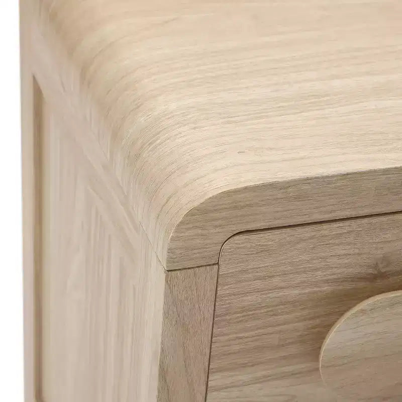 Table de chevet 55 cm avec tiroir et étagère ouverte – Finition bois clair, marron