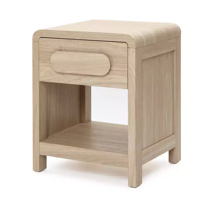 Table de chevet 55 cm avec tiroir et étagère ouverte – Finition bois clair, marron