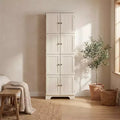 JVNOXK 72.4 White Freestanding Tall Storage Cabinet with 8 Doors & 4 Shelves for Home