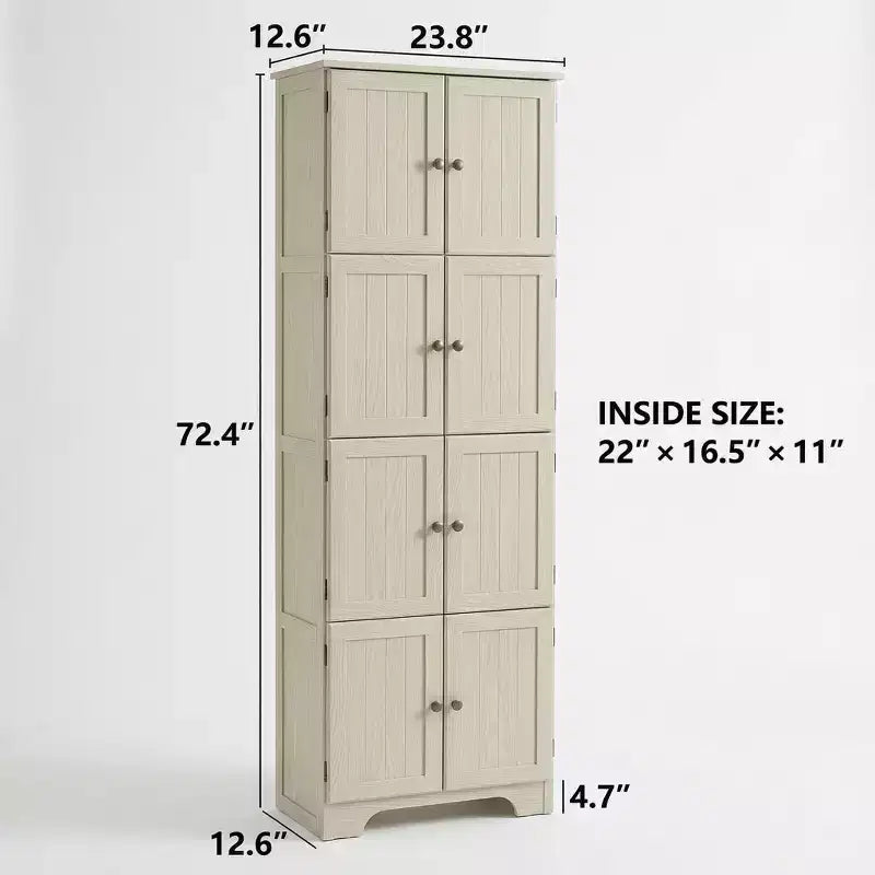 Meuble de rangement haut autoportant blanc de 183,9 cm – 8 portes et 4 étagères