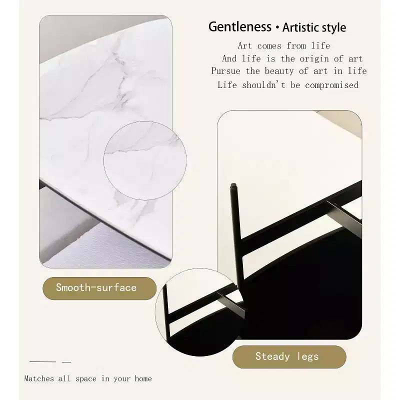 Fun little toys brand Small Coffee Table for Living Room,Modern Rock Beam Ceramic Coffee Table,Low Square Center Table Easy Assembly