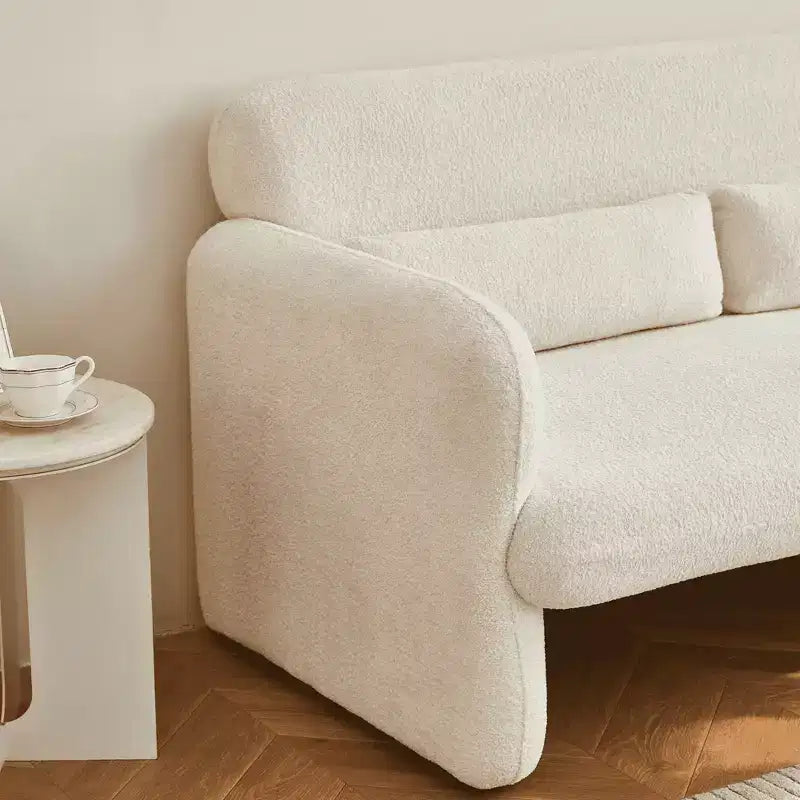 Canapé deux places en velours de 150 cm – Lit gigogne, coussins de soutien et poches latérales, sans outils