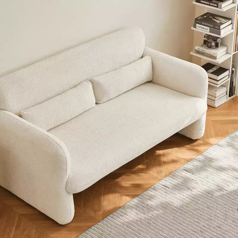 Canapé deux places en velours de 150 cm – Lit gigogne, coussins de soutien et poches latérales, sans outils