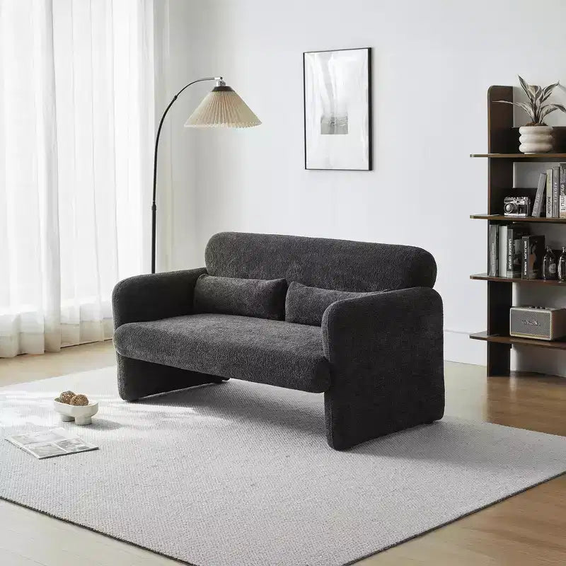Canapé deux places en velours de 150 cm – Lit gigogne, coussins de soutien et poches latérales, sans outils