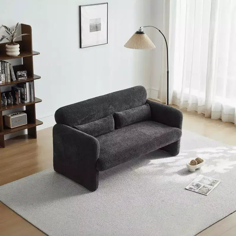 Canapé deux places en velours de 150 cm – Lit gigogne, coussins de soutien et poches latérales, sans outils