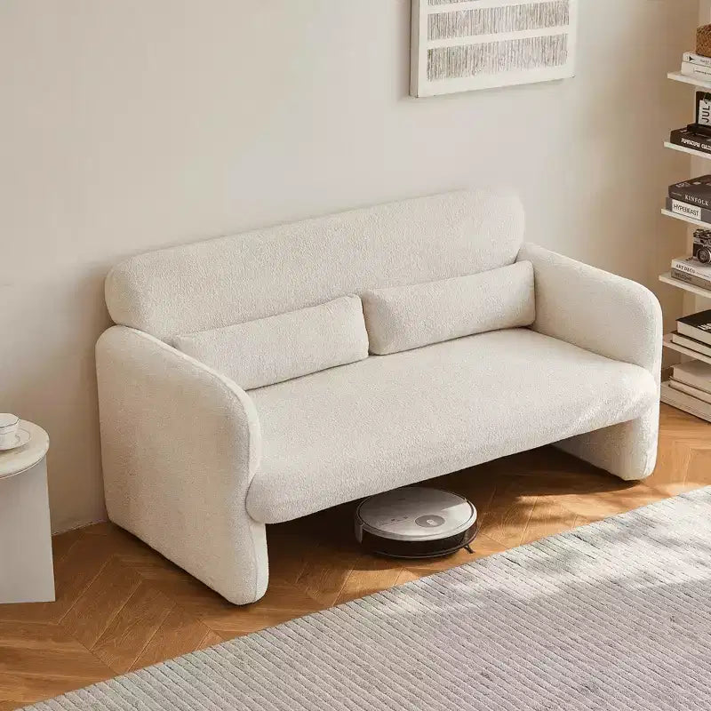 Canapé deux places en velours de 150 cm – Lit gigogne, coussins de soutien et poches latérales, sans outils
