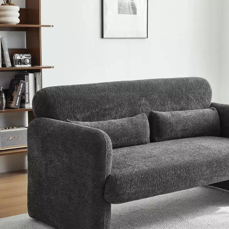 Canapé deux places en velours de 150 cm – Lit gigogne, coussins de soutien et poches latérales, sans outils